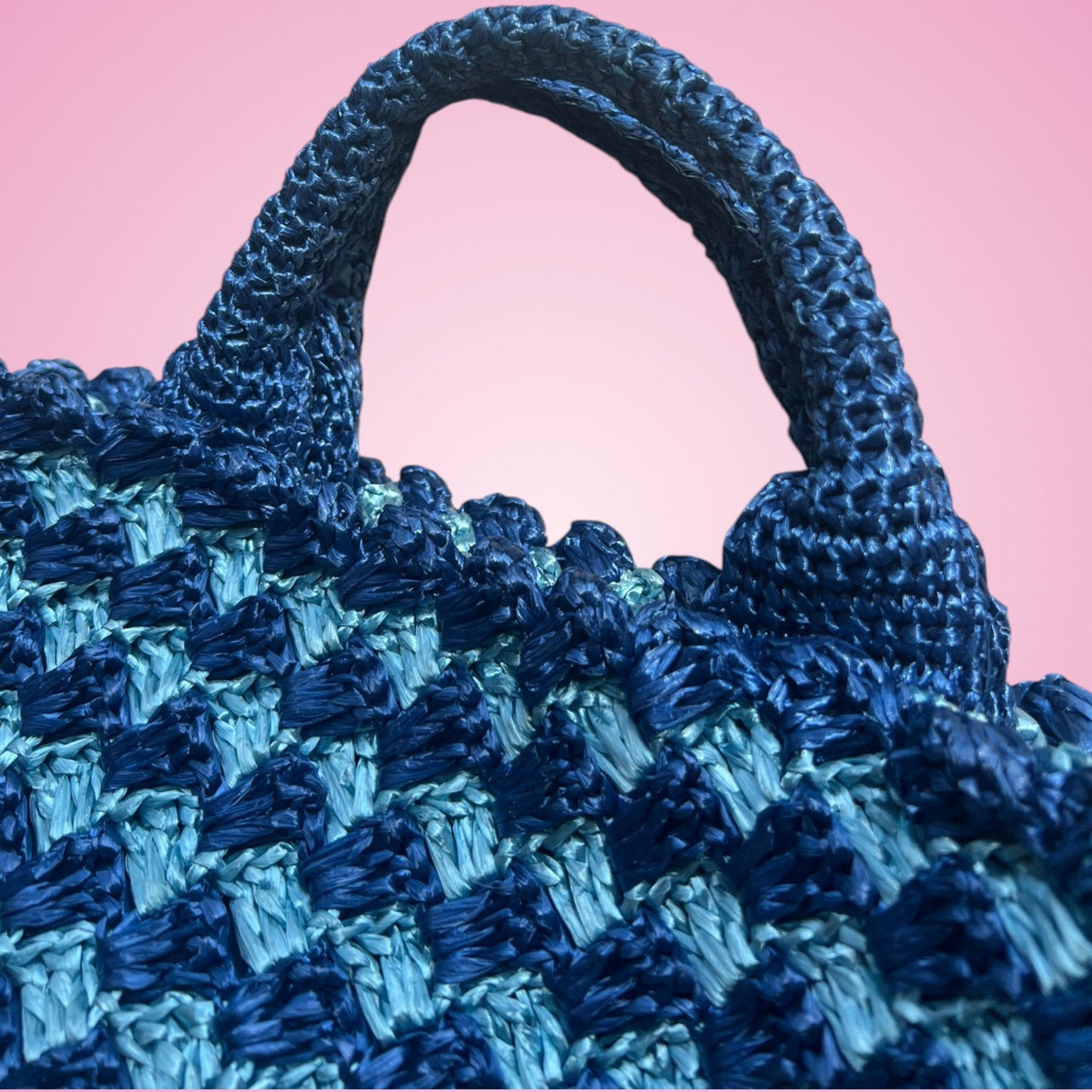 Prada Raffia Canapa Tote Bag Blue
