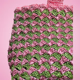Prada Canapa Raffia Tote Pink Green
