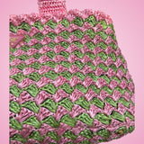 Prada Canapa Raffia Tote Pink Green