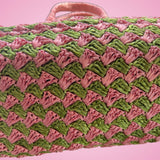 Prada Canapa Raffia Tote Pink Green