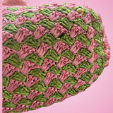 Prada Canapa Raffia Tote Pink Green
