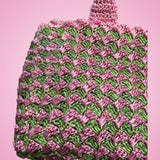 Prada Canapa Raffia Tote Pink Green