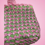 Prada Canapa Raffia Tote Pink Green