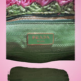 Prada Canapa Raffia Tote Pink Green
