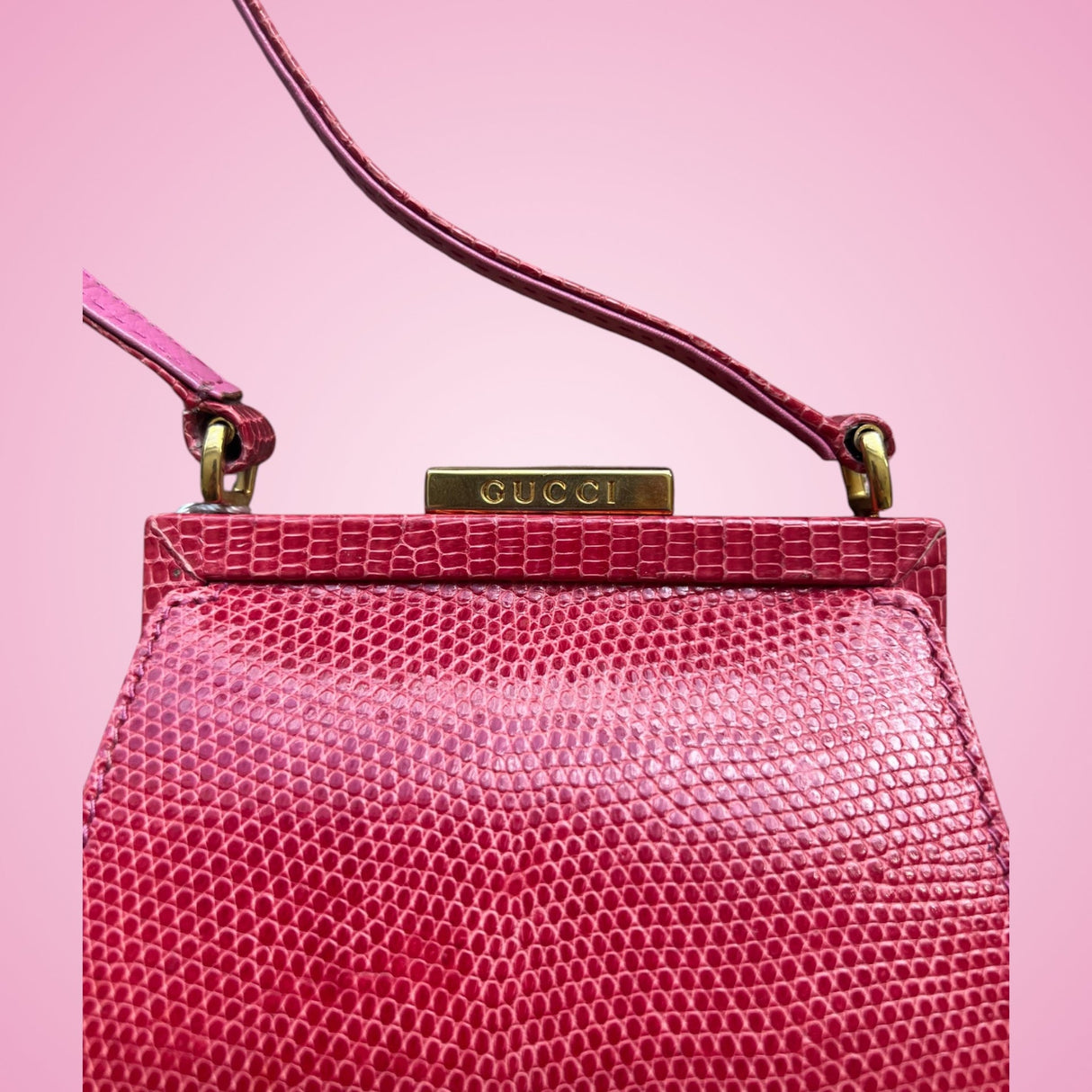 Gucci Tom Ford Era Pink Lizard Crossbody Evening Bag