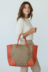 Gucci Bree Monogram Convertible Tote Bag Orange