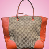 Gucci Bree Monogram Convertible Tote Bag Orange
