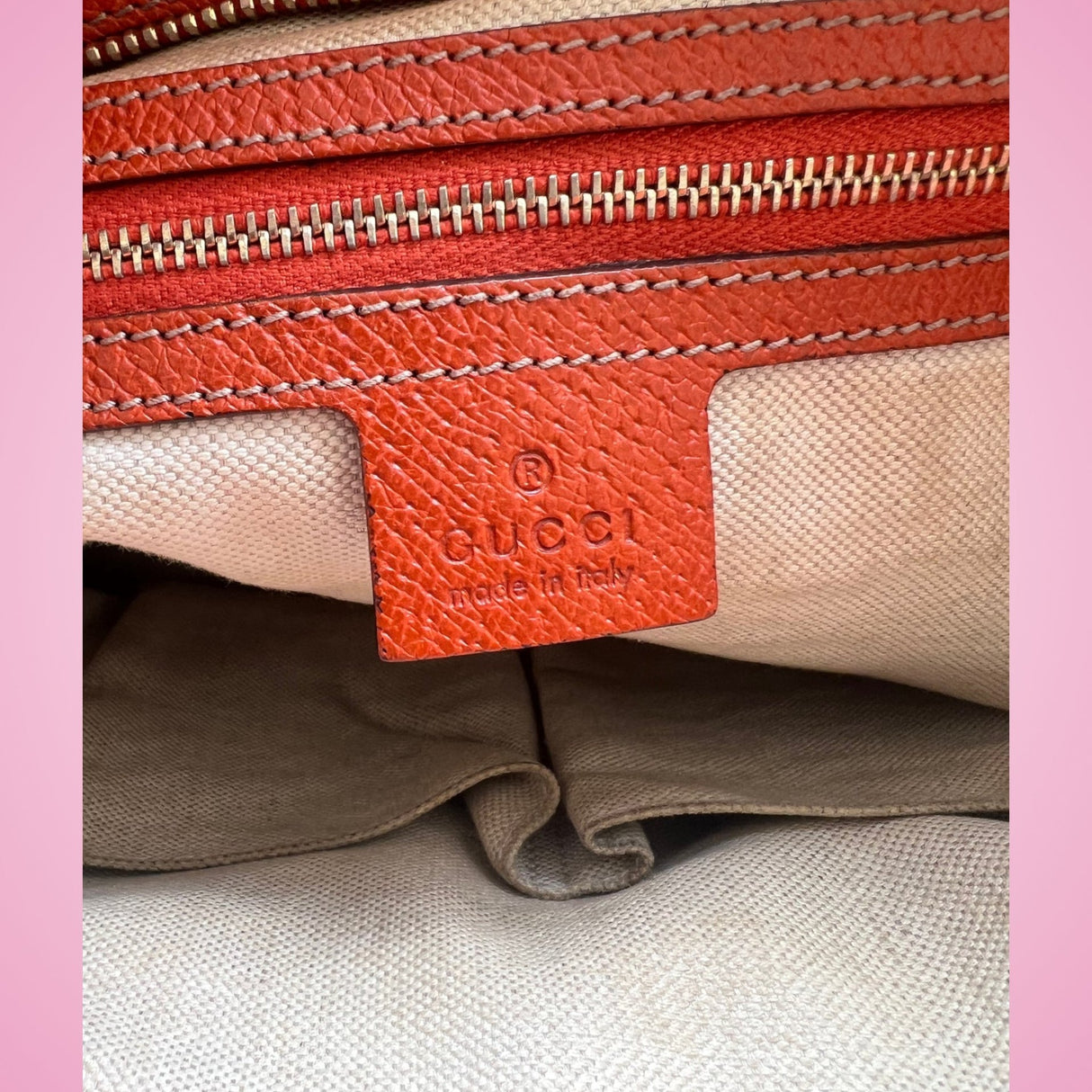 Gucci Bree Monogram Convertible Tote Bag Orange