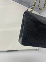 Chanel Cotton Timeless Classic Quilted Single Flap Shoulder Bag Chain Gold Hardware