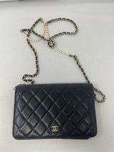 Chanel Black Wallet on Chain with Pearl Details