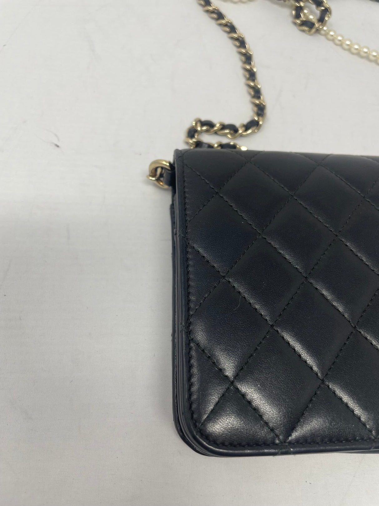 Chanel Black Wallet on Chain with Pearl Details