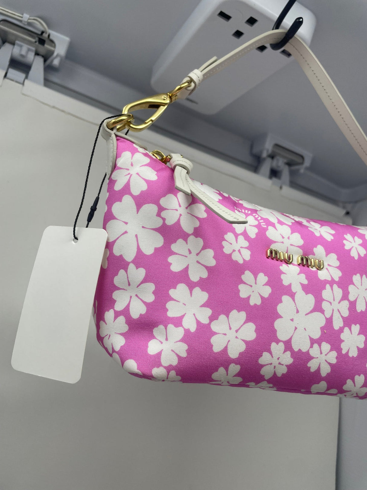 Miu Miu Pink Nylon Floral Mini Bag