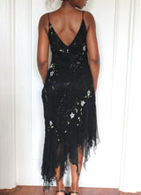 Black beaded flowy dress