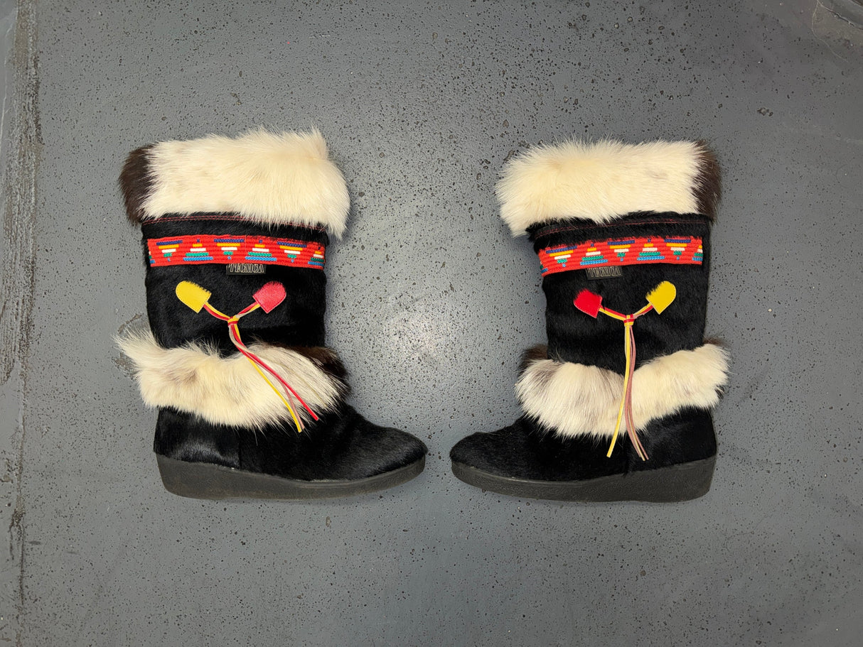 Black Fur Tall Winter Boots Sz 8