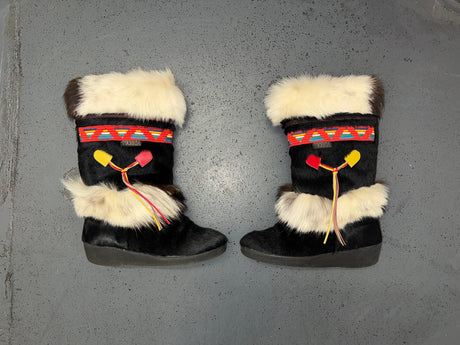 Black Fur Tall Winter Boots Sz 8