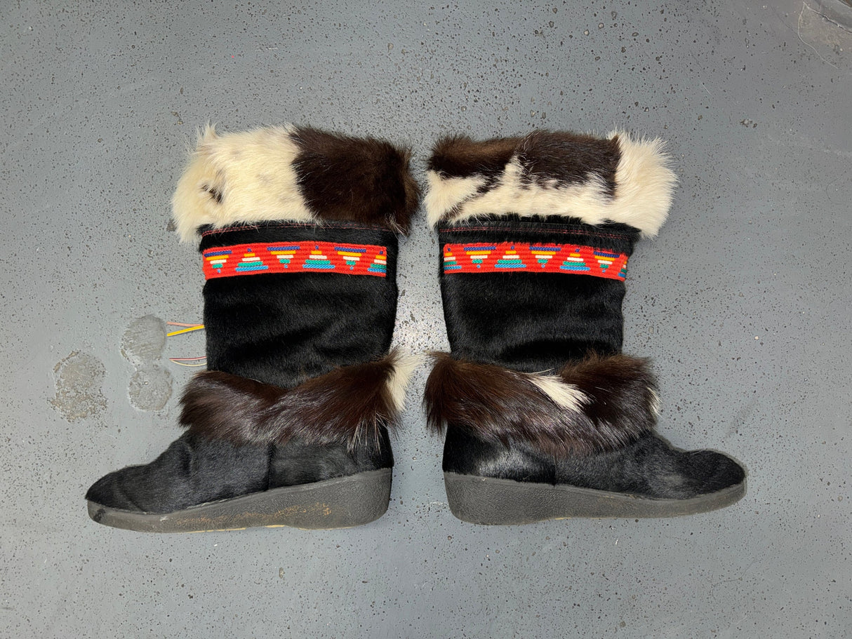 Black Fur Tall Winter Boots Sz 8