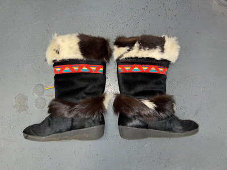 Black Fur Tall Winter Boots Sz 8