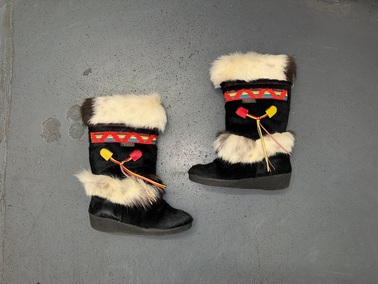 Black Fur Tall Winter Boots Sz 8