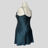 Silk slip dress in teal blue