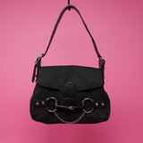 Gucci Black GG Canvas Horsebit Chain