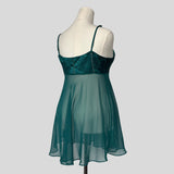 Brocade floral babydoll slip in teal