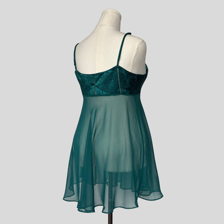 Brocade floral babydoll slip in teal