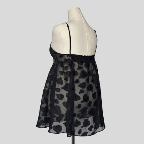 Heart print sheer babydoll