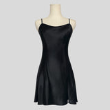 Silk slip dress in black