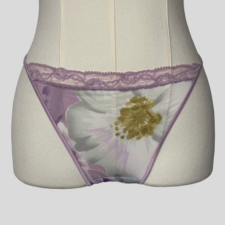 Sheer mesh slip dress with matching panties in purple floral