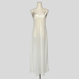Pearl embellished sheer gown