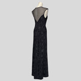 Brocade floral sheer back gown