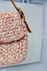 Fendi Pink and White Crochet Baguette - Under $2000