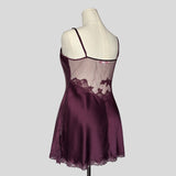 Sweetheart sheer lace back slip dress in wine