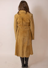 Tan suede detailed trench coat