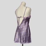 Sweetheart lace trim slip in purple floral