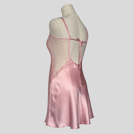 Plunging mesh neckline slip