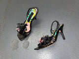 CHRISTIAN LACROIX Black Flower Strappy High Heels IT 36