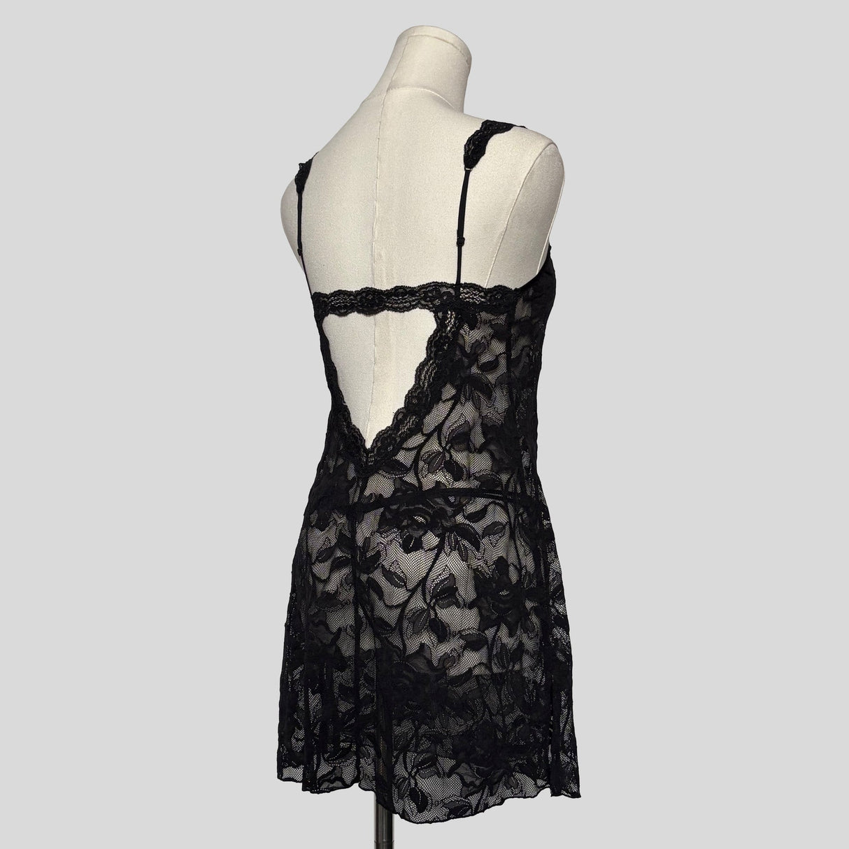 Lace backless mini dress with matching panties