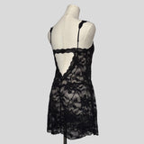 Lace backless mini dress with matching panties