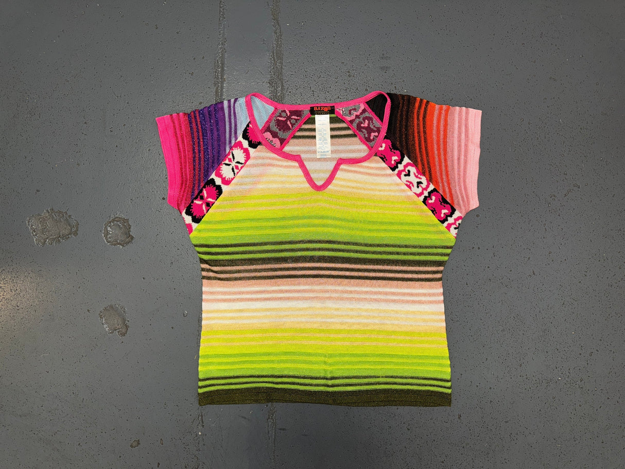 CHRISTIAN LACROIX Multicolor Stripe Knit Short Sleeve Top