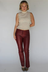 Burgundy leather pants