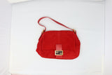 Fendi Red Suede Mamma Baguette Bag