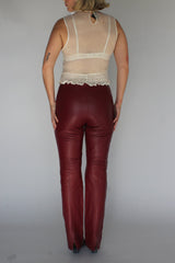 Burgundy leather pants