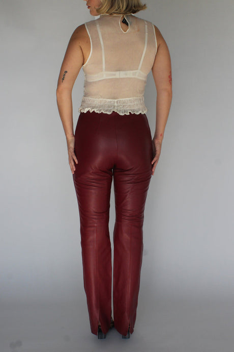 Burgundy leather pants