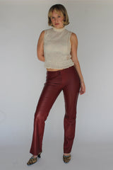Burgundy leather pants