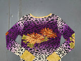 KOKOMO Mesh Leopard Print Beaded Long Sleeve Top
