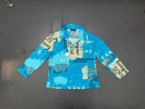 Blue Map Graphic Print Long Sleeve Top