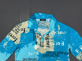 Blue Map Graphic Print Long Sleeve Top