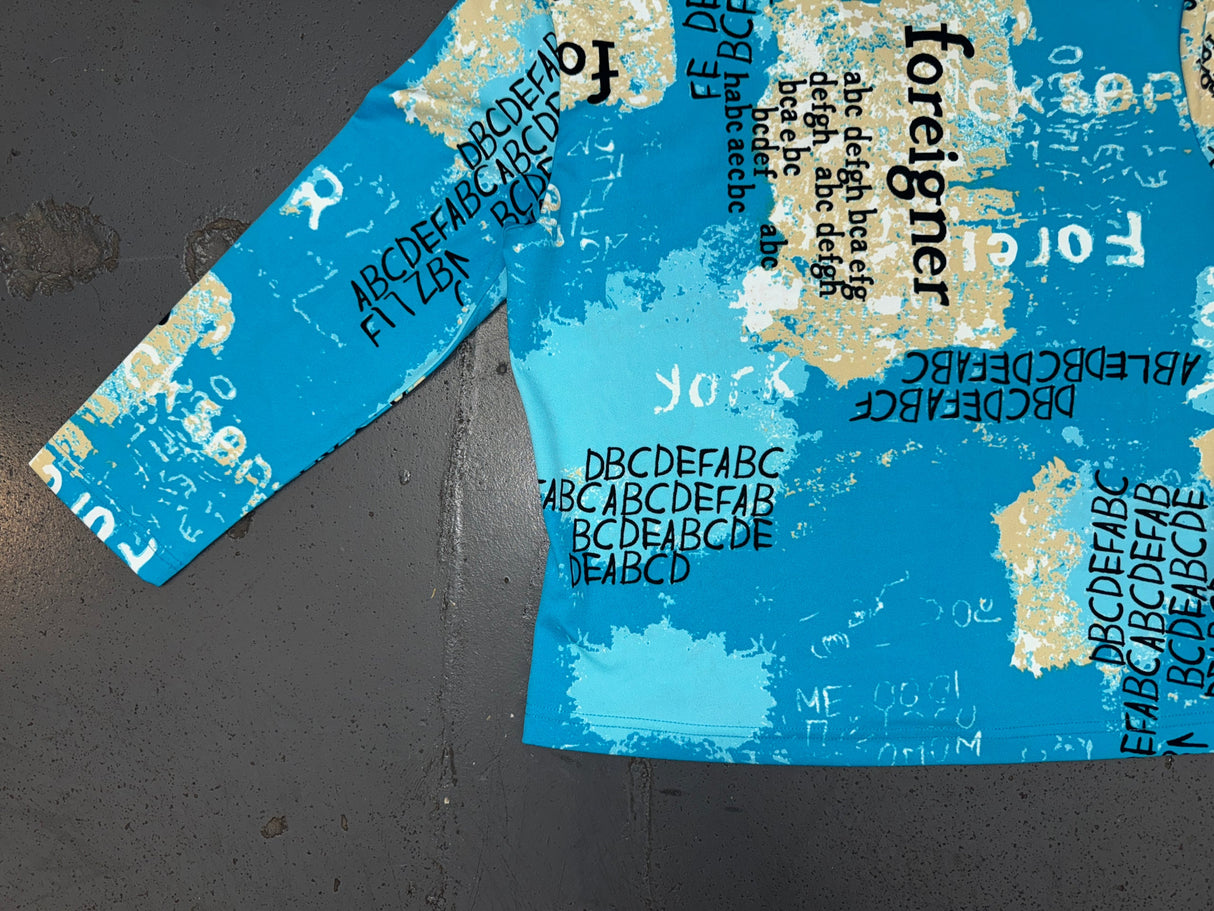 Blue Map Graphic Print Long Sleeve Top
