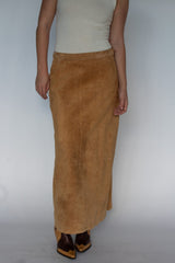 Suede maxi skirt